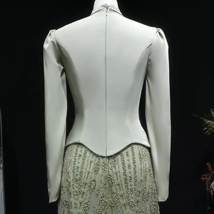 Robes de soirée sirène en satin vert musulman à manches longues avec cristaux Jancember LSZ613 - Product Image 6