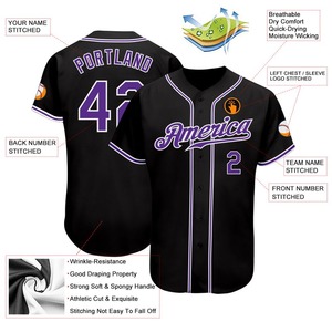 Maillot de baseball authentique personnalisé noir violet-blanc - Product Image 3
