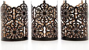 Premium Metal Hurricane <b>Candle</b> <b>Holder</b> With Gold And <b>Black</b> Finish Perfect For Adding Elegance To Formal Party Decorations - Product Image 2