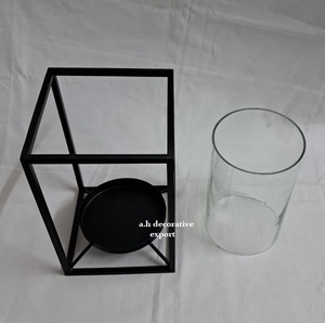 Lanterne porte-bougie moderne en métal et verre, support pour bougie chauffe-plat, centre de table pour la maison et les mariages, cadre en fer, lanterne/bocal pour bougie chauffe-plat - Product Image 5