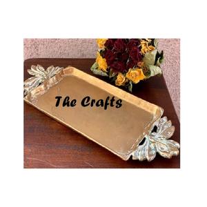 Plateau de service pour thé et café au design admirable en aluminium couleur or, plateau de service pour collations, best-seller - Product Image 1