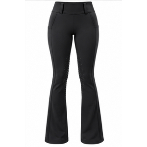 Pantalones de equitación de cintura alta para mujer, de silicona completa, de punto estampado, corte bootcut, elásticos de alto rendimiento - Product Image 3