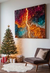 Vinilo Decorativo de Resina Epoxi de Lujo para Pared, Diseño Natural de Paisaje Moderno Hecho a Mano en Madera, Decoración de Interiores de Habitaciones, Impermeable y Duradero - Product Image 3