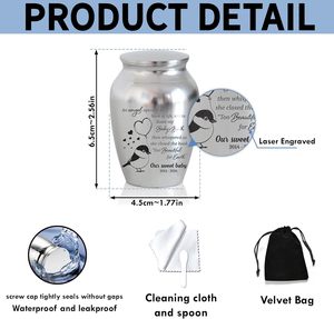 Personalized Adult <b>Mini</b> Urn Stainless Steel Decorative Keepsake Engraved Memorial Cremation Urn Customized Size Silver 200 Cubic - Product Image 2
