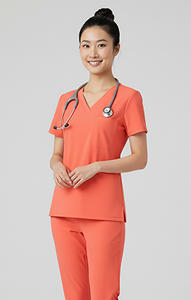 Look professionnel ensembles de gommage médicaux unisexe couleur unie col en V haut de gommage étiquettes personnalisées ensemble de gommage d'hôpital en coton Spandex - Product Image 3