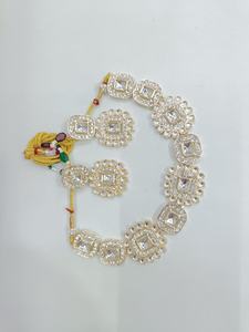 สร้อยคอเครื่องประดับ kundan คุณภาพพรีเมี่ยมพร้อมต่างหู jumki สวยเหมาะสำหรับผู้หญิงทุกโอกาสชุดราคาไม่แพง - Product Image 2