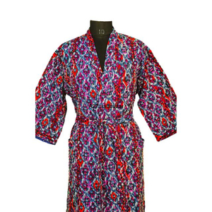 Al por mayor, Kimono Largo de Algodón 100% con Estampado Floral Colorido para Mujer, Túnica de Invierno Kantha, Tela Étnica Tradicional Vintage India Hecha a Mano - Product Image 3