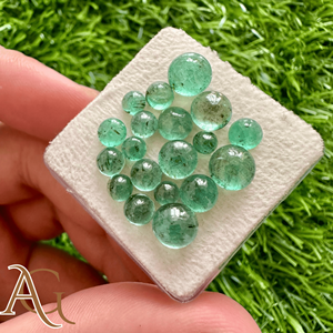 Natural Emerald Zambian Round Cabochon Faceted Gemstone For Jewelry Making Loose Gemstone certified - Product Image 3