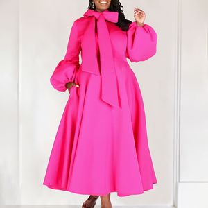 PASUXI all'ingrosso personalizzato autunno e inverno nuove donne di <span class=keywords><strong>grandi</strong></span> dimensioni abito con fiocco a maniche lunghe <span class=keywords><strong>abbigliamento</strong></span> Casual femminile - Product Image 6