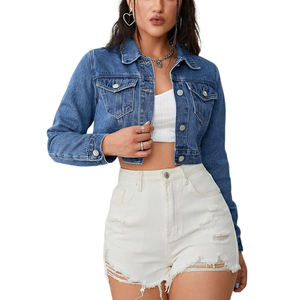 Nueva moda precio barato mujeres Chaquetas cortas de mezclilla venta directa de fábrica mejor precio mujeres chaquetas de mezclilla recortadas para la venta - Product Image 1