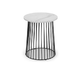 Tables gigognes rondes modernes avec dessus en marbre Table d'appoint en métal noir pour le salon - Product Image 6