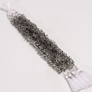 ลูกปัดควอทซ์ลูกแพร์แร่ทับทิมสีดำธรรมชาติสีดำพลอยควอตซ์ลูกปัดเหลี่ยมเพชรพลอยสำหรับทำลูกปัดอัญมณีขนาด8นิ้ว - Product Image 1