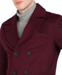 Manteau d'hiver en mélange de coton et de laine pour homme et femme, long pardessus à double boutonnage, col à revers, élégant et chaud, disponible - Product Image 4