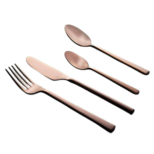 Wholesale Metal Rose Gold Plated Cutlery <b>Moroccan</b> Style Matte Polish Flatware Set Stainless Steel Luxury Style <b>Mirrored</b> Steel - Product Image 3