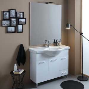 105cm White Ravenna Lamp <b>Floor</b>-Standing Bathroom Cabinet with Sink and <b>Mirror</b> Export Product - Product Image 1
