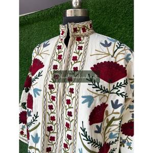 เสื้อโค้ทผ้าคอตตอนปักด้วยมือสำหรับทุกเพศ, เสื้อโค้ทผ้าคอตตอนซูซานี่ใส่ลำลองฤดูหนาวงานปาร์ตี้แจ็คเก็ตไม่ปิดตัวสำหรับฤดูใบไม้ร่วง - Product Image 5