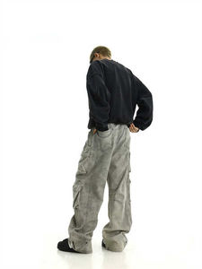 Jeans délavés personnalisés OEM, pantalon fin à jambes larges, taille mi-haute, style droit, denim coloré - Product Image 6