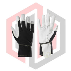 Gants de soudage blancs et noirs TIG/MIG, paume renforcée, antistatiques, résistants aux déchirures, poignet droit, cuir sans poudre de silicone, 11 oz - Product Image 1