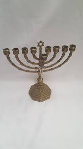 Artistic Design Brass Menorah Candle Holder Jewish Hanukkah <b>Lamp</b> Decorative Candle Stand Home Accent - Product Image 2
