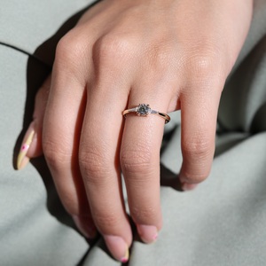 5MM conique Baguette côté pierres 925 argent coupe CZ bague de fiançailles plaqué or jaune Solitaire bijoux de mariée diamant principal - Product Image 4