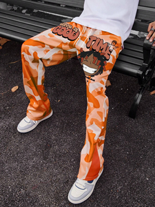 Custom Striped <b>Jogger</b> Sweatpants Sweat Track <b>Stacked</b> Pants for Men Flared Wide Leg Baggy Sweatpants Jogging Sweatpants - Product Image 4