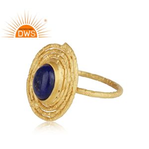 Meilleure vente Bague empilable en argent sterling plaqué or 18 carats avec pierre précieuse lapis-lazuli naturelle Fabricant de bijoux personnalisé - Product Image 3