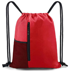New Custom Colors Drawstring <b>Backpack</b> Sports Gym Bag for <b>Women</b> Men Children Large Size with Zipper and Water Bottle Mesh Pockets - Product Image 5