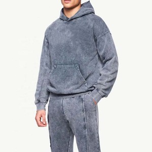 <b>Tracksuit</b> For Man Custom Acid Washed Sweat Suits Heavy 100% Cotton Oversized <b>Tracksuits</b> Men Hoodie and Sweatpants Sets OEM - Product Image 4
