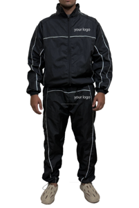 Custom Manufacturer Casual Sportswear Jogger 2-Piece Unisex Tracksuit Set Windproof Eco-Friendly 100% Nylon Jacket & Pants - Product Image 2