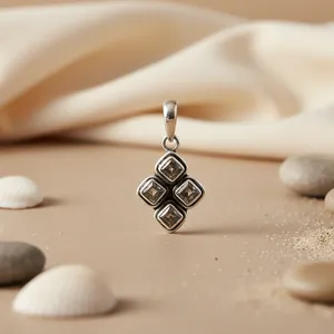 Pendentif en argent 925 avec pierre précieuse pour femmes, bijoux à porter au quotidien, avec placage rhodium, or rose et platine, certifié GIA - Product Image 1
