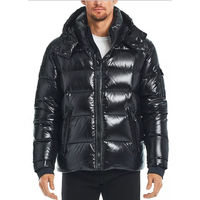 Veste matelassée en coton à col montant et capuche pour homme, coupe-vent, fermeture éclair frontale, manteau d'hiver décontracté, couleur unie, design matelassé, coupe régulière