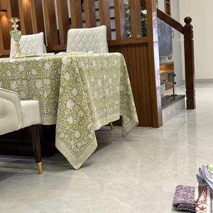 Mantel de Tela Estampada a Mano con Diseño Floral Verde Aguacate, Cubierta de Mesa Artesanal, Regalos para Bodas y Navidad - Product Image 6