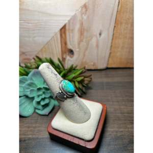 Navajo-Made <b>Statement</b> Gemstone <b>Ring</b> Sonoran Mountain Turquoise & Sterling <b>Silver</b> Bezel Setting Everyday Wear Size 6.5 - Product Image 2