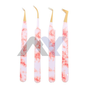 Pinzas de Acero Inoxidable para Extensión de Pestañas, Diseño Personalizado, Agarre Fuerte, Duraderas, Personalizables para Aplicaciones de Maquillaje de Pestañas - Product Image 1