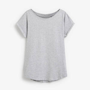 T-shirt en coton personnalisé de haute qualité pour femme, décontracté, ample, à manches courtes, gris uni, basique, pour l'été, grandes tailles - Product Image 2