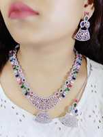 Parure de bijoux indiens plaqués or de qualité supérieure, résistante au ternissement, collier et boucles d'oreilles pour mariage, fiançailles et soirée