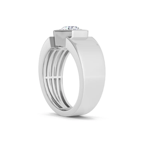 Bague élégante en forme d'hexagone pour homme avec diamant rond conçu pour un attrait intemporel et une sophistication contemporaine - Product Image 3