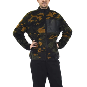 Veste polaire Sherpa ultra chaude pour hommes, col montant, poches latérales zippées, tissu en toile, haute rue, imperméable, respirant, élégant - Product Image 1