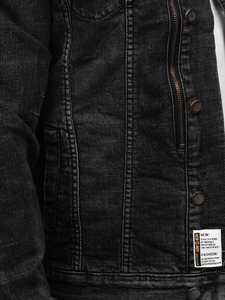 Veste en jean élégante pour homme de haute qualité, toile noire, col montant, vêtements décontractés, vente en gros, disponibilité OEM - Product Image 3
