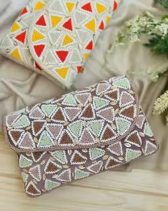 Luxury Beaded Embroidery Clutch With Seed Beads Artwork Trendy Seed Beads Beaded Clutch <b>Bag</b> For Women Evening - Product Image 4