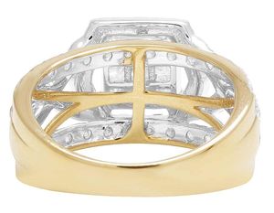 Princesa y corte redondo Moissanite diamante joyería de boda única en dos tonos anillo de plata chapado en oro para mujer - Product Image 4