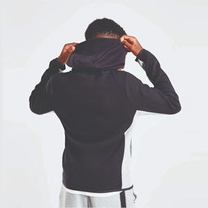 Custom Brand Logo 69% Cotton 31% Polyester Black Boys Winter Tech Fleece Four-Way Stretch Full Zip Hoodie <b>Joggers</b> Sweatpants - Product Image 4