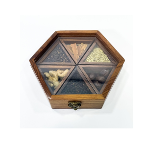 Wedding Party Decoration Vintage Wooden Brown Table Top Masala <b>Box</b> Containers Jars Kitchen <b>Spice</b> <b>Box</b>/Dry Fruit <b>Box</b> for Sale - Product Image 2