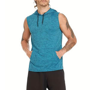 Best Quality Sleeveless Men's <b>Gym</b> <b>Hoodie</b> Custom OEM Design Low MOQ Plain Dyed Solid Breathable Eco-Friendly for Winter - Product Image 1