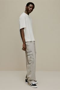 Pantalones vaqueros holgados Cargo de algodón rígido para hombre, pantalones vaqueros Beige relajados de alta calidad, pierna redondeada, pila de tobillo, pantalones Cargo personalizados ODM y OEM - Product Image 5