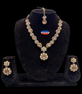 Montana Kundan Stone <b>Pearl</b> Alloy Women's <b>Necklace</b> <b>Earring</b> <b>Set</b> Fashion Jewelry Ethnic Party Wear Wedding Engagement Anniversary - Product Image 1