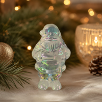 Figurine de Noël translucide irisée sculptée en forme de Père Noël pour la décoration de la maison et du bureau, idéale comme cadeau et objet de collection