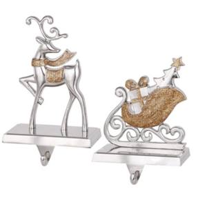 Soporte de media de sombra plateada de estilo antiguo en metal con adornos decorativos festivos perfecto para decoraciones navideñas únicas - Product Image 1