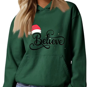 Ladies Fashion Hooded Sweatshirt Long Sleeve Cozy Soft Fleece Pullover Lightweight Cotton <b>Blend</b> Casual Oversized Streetwear - Product Image 1