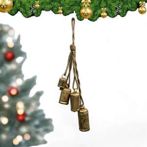 Decoraciones Navideñas Hechas a Mano Estilo Shabby Chic Vintage, Campanas Rústicas Armoniosas, Colgante de Campanas de la Suerte, 10 Piezas con Cuerda - Product Image 6
